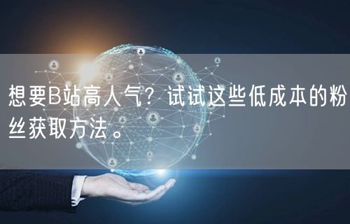 想要B站高人气？试试这些低成本的粉丝获取方法。