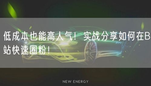 低成本也能高人气！实战分享如何在B站快速圈粉！