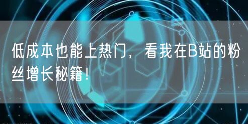 低成本也能上热门，看我在B站的粉丝增长秘籍！