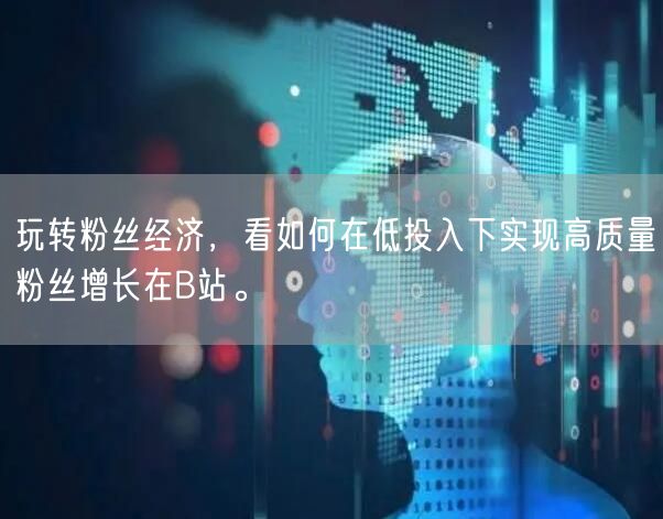 玩转粉丝经济，看如何在低投入下实现高质量粉丝增长在B站。