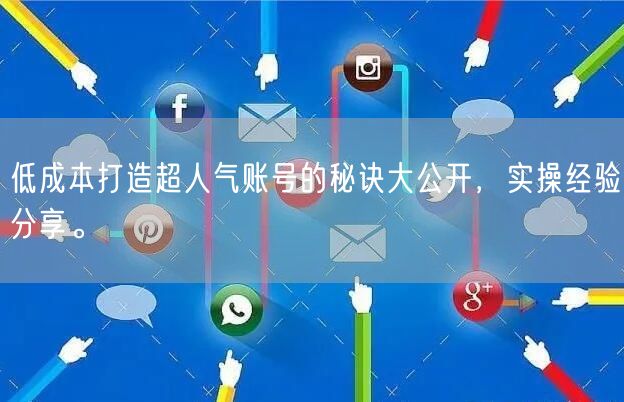低成本打造超人气账号的秘诀大公开，实操经验分享。