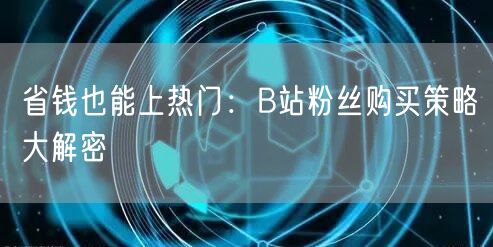 省钱也能上热门：B站粉丝购买策略大解密