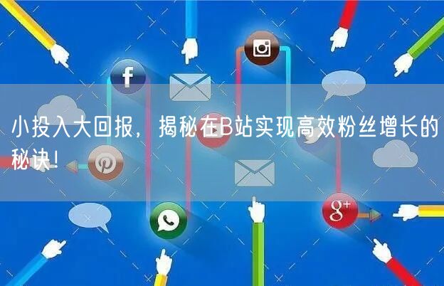小投入大回报，揭秘在B站实现高效粉丝增长的秘诀！