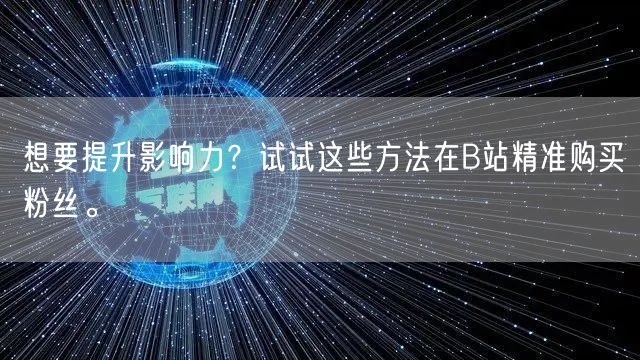 想要提升影响力？试试这些方法在B站精准购买粉丝。