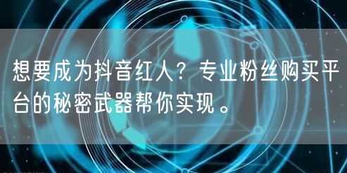 想要成为抖音红人？专业粉丝购买平台的秘密武器帮你实现。