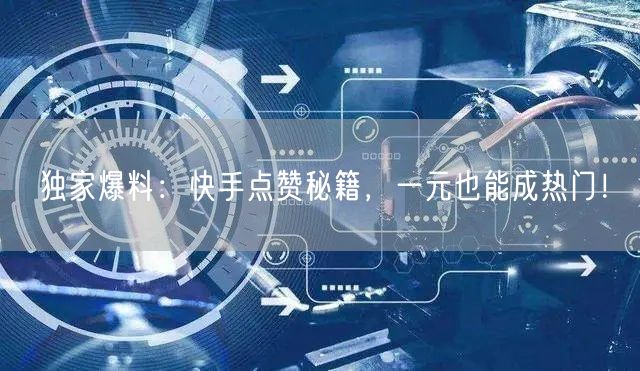 独家爆料：快手点赞秘籍，一元也能成热门！