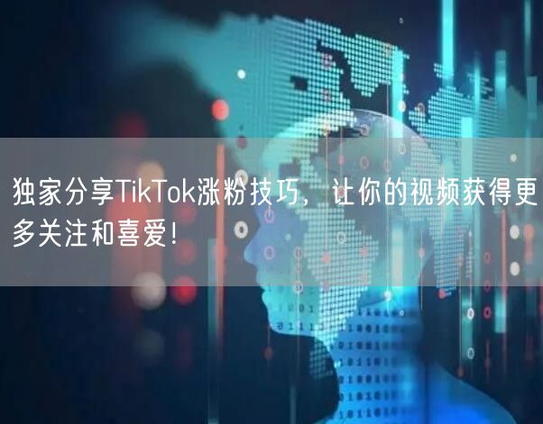 独家分享TikTok涨粉技巧，让你的视频获得更多关注和喜爱！