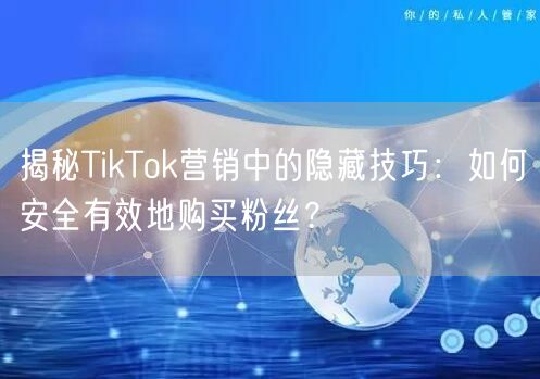 揭秘TikTok营销中的隐藏技巧：如何安全有效地购买粉丝？