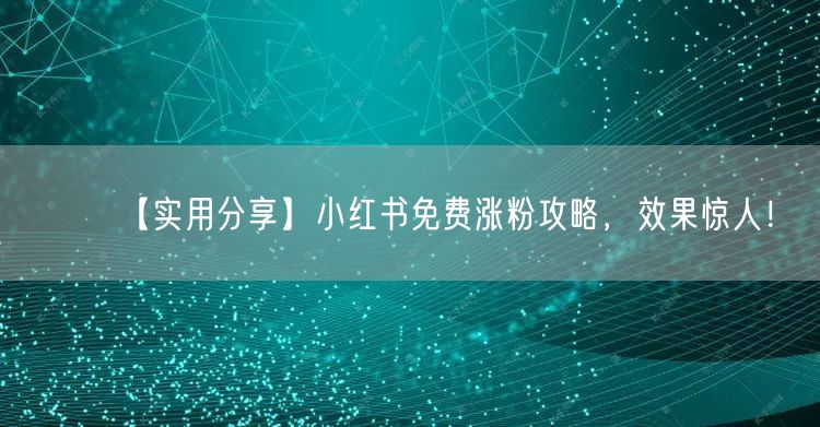 【实用分享】小红书免费涨粉攻略，效果惊人！