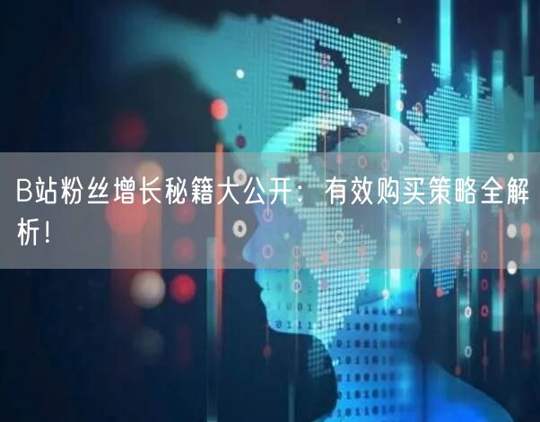 B站粉丝增长秘籍大公开：有效购买策略全解析！