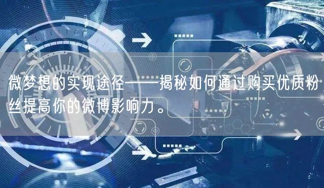 微梦想的实现途径——揭秘如何通过购买优质粉丝提高你的微博影响力。