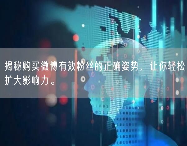 揭秘购买微博有效粉丝的正确姿势，让你轻松扩大影响力。