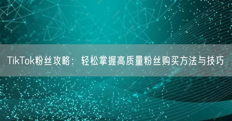TikTok粉丝攻略：轻松掌握高质量粉丝购买方法与技巧