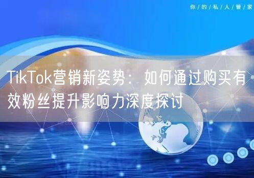 TikTok营销新姿势：如何通过购买有效粉丝提升影响力深度探讨