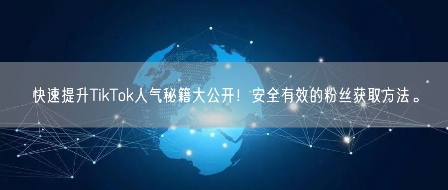 快速提升TikTok人气秘籍大公开！安全有效的粉丝获取方法。