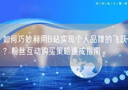 如何巧妙利用B站实现个人品牌的飞跃？粉丝互动购买策略速成指南。