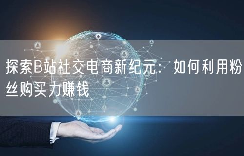 探索B站社交电商新纪元：如何利用粉丝购买力赚钱