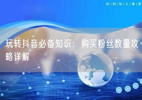 玩转抖音必备知识：购买粉丝数量攻略详解