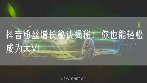抖音粉丝增长秘诀揭秘：你也能轻松成为大V!