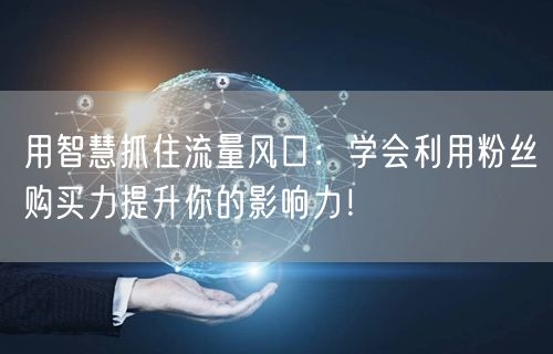 用智慧抓住流量风口：学会利用粉丝购买力提升你的影响力！
