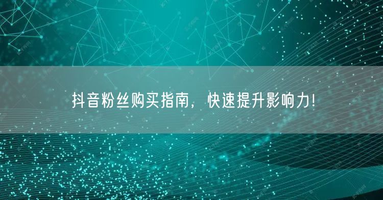 抖音粉丝购买指南，快速提升影响力！