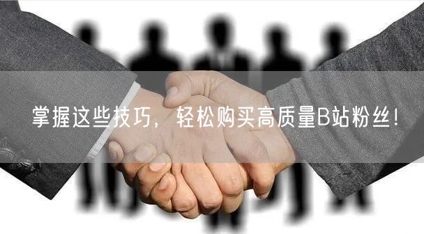 掌握这些技巧，轻松购买高质量B站粉丝！