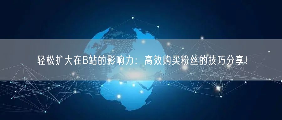轻松扩大在B站的影响力：高效购买粉丝的技巧分享！