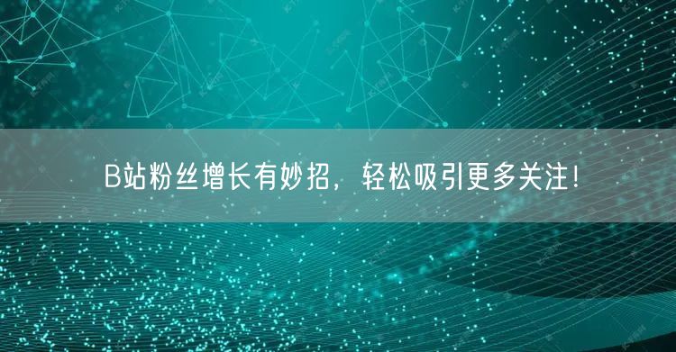 B站粉丝增长有妙招，轻松吸引更多关注！
