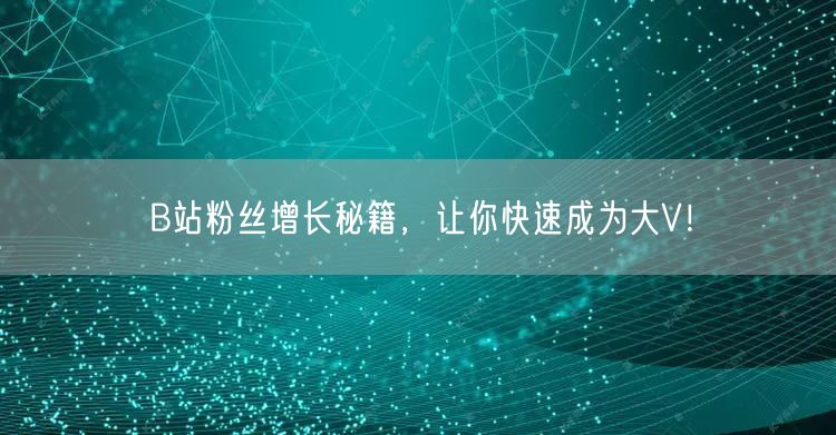 B站粉丝增长秘籍，让你快速成为大V！