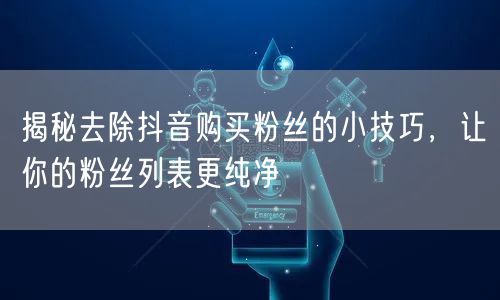 揭秘去除抖音购买粉丝的小技巧，让你的粉丝列表更纯净