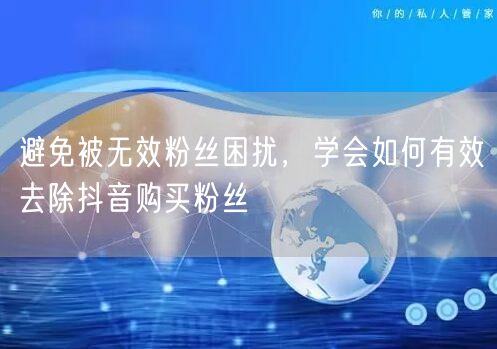避免被无效粉丝困扰，学会如何有效去除抖音购买粉丝