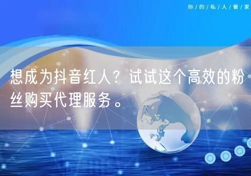 想成为抖音红人？试试这个高效的粉丝购买代理服务。