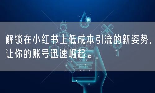 解锁在小红书上低成本引流的新姿势，让你的账号迅速崛起。