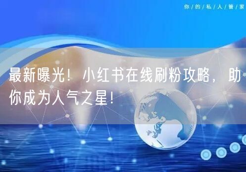 最新曝光！小红书在线刷粉攻略，助你成为人气之星！