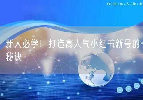 新人必学！打造高人气小红书新号的秘诀